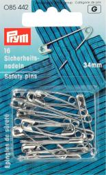 Safety pins H&T 34mm si-col         16pc