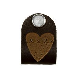 Foldable Label with screw leatherimitation heart brown
