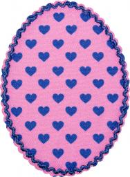 Patches 2x1 pink with blue hearts