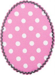 Patches 2x1 Pink mit weißen Punkten und grauen Rand