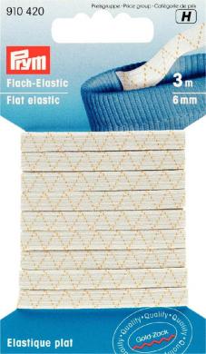 Flat elastic 6 mm white 3m 