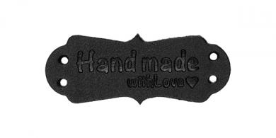 Application faux leather label Handmade with Love black 