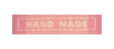 Application woven label Hand Made Pink 