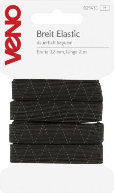 Wide Elastic Self-Service 12mm Black black | 12 MM | 1 Karte | KTE | 45 % Latex ; 55 % Polyester | H