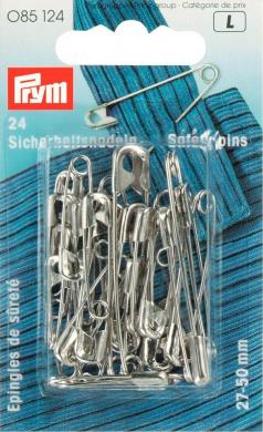 Safety pin H&T 27+38+50mm si-col    24pc 