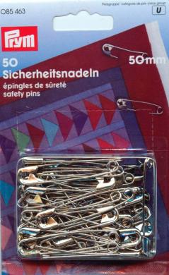 Safety pins H&T 50mm si-col         50pc 