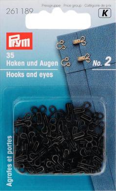 Hooks & Eyes mild steel 2 black     35pc 