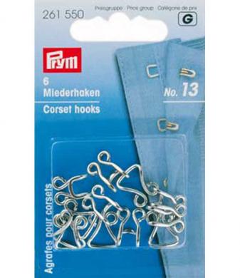 Corset hooks/eyes br 13/large si-col 6pc 