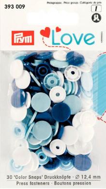 Prym Love Color press. fast. pl. 12.4mm blue/white/light blue