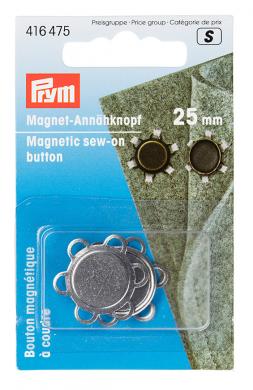 Magnet-Annähknopf 25 mm silberfarbig 