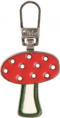 Zip puller for kids Mushroom red/wht 1pc 