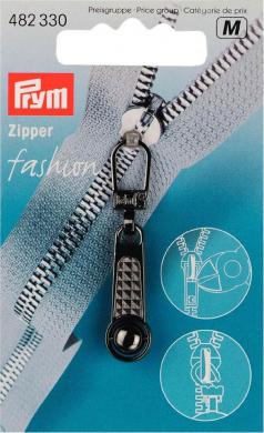 Fashion-Zipper Kugel stahlfarbig 