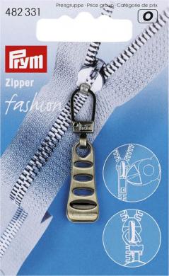 Fashion-Zipper Leiter altmessing 