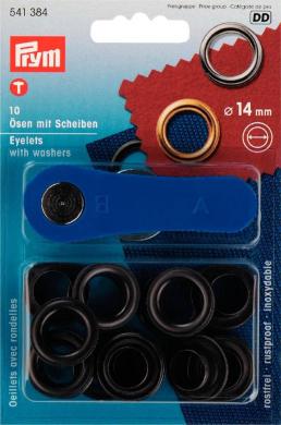 Eyelets+washers 14mm br blk oxy 10pc 