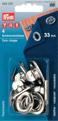 Turn clasps 33mm+scr br si-co Hobby 4pc 