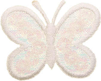 Application butterfly white glitter small 