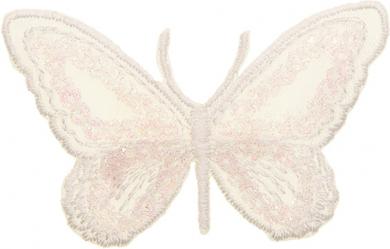 Application butterfly white glitter large 