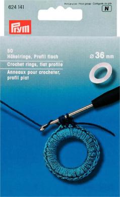 Crochet Rings plast 36 mm flat wht  50pc 