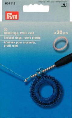 Crochet Rings plast 30 mm round wht 30pc 