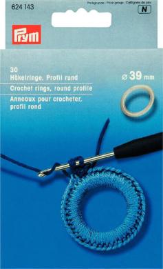 Crochet Rings plast 39 mm round wht 30pc 