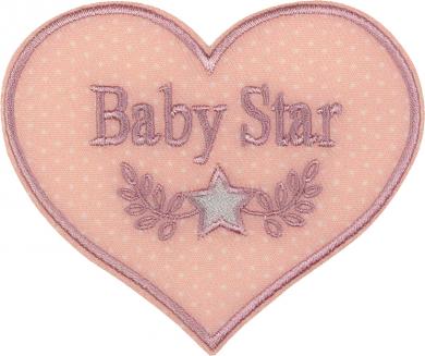 Applikation Herz rosa Baby Star  