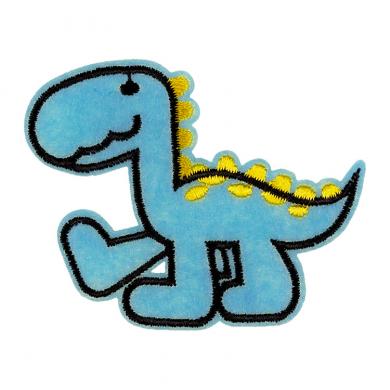 Applikation Dino blau gelb 