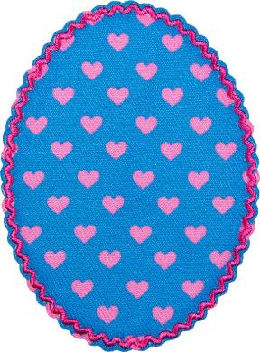 Patches 2x1 blue with pink hearts  