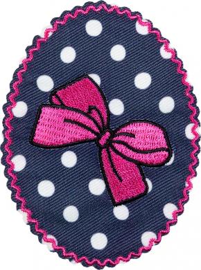 Patches 2x1 navy dotted with ribbon 