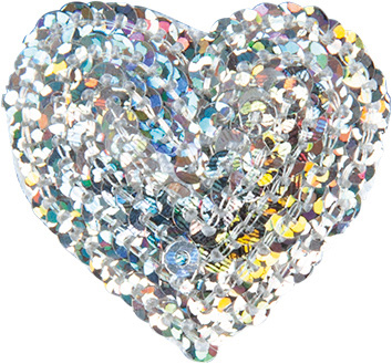 Application heart silver with sequins 