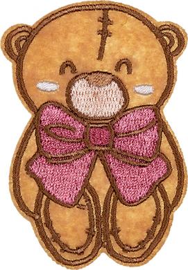 Application bear pink bow 
