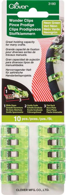 Wholesale Wonder Clips Neon Green 10Pc