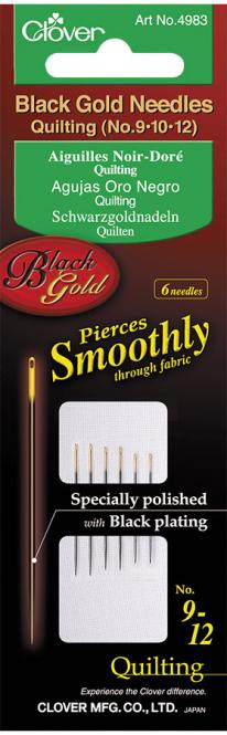 Wholesale Quilt Needle Mid-Lenght No.9/10/12 Black Gold Pin 6Pcs.