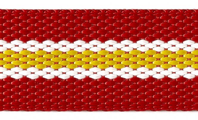 Wholesale Webbing 30Mm Red / White / Yellow Striped 100%Pp