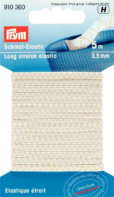 Wholesale Long stretch elastic 3.5 mm white 5m