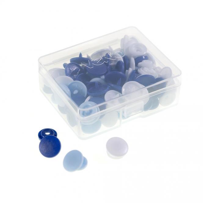 Wholesale  VENO-snaps Set 30 tlg. blue, light blue und white assorted