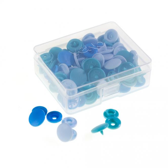 Wholesale VENO-snaps Set 30 tlg. ocean blue, turquoise, light blue assorted