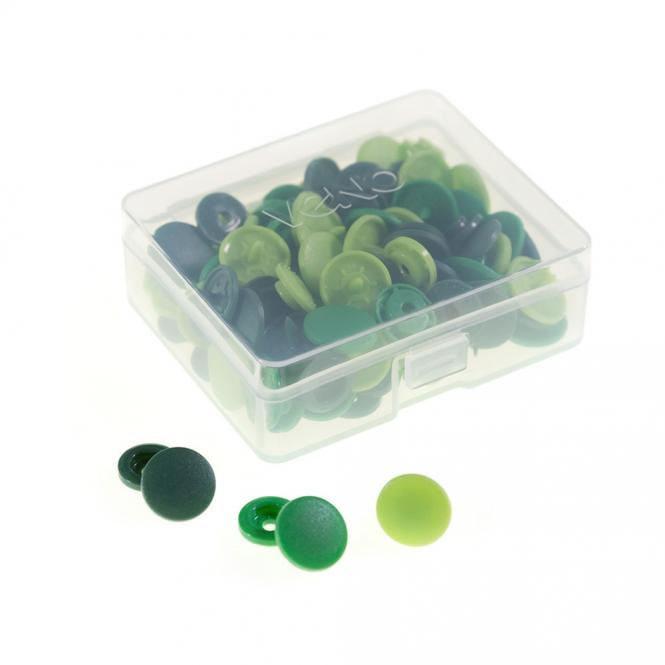Wholesale VENO-snaps Set 30 tlg. dark green, light green, green assorted