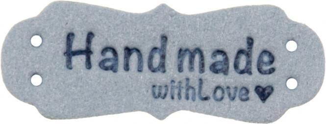 Wholesale Velour Label Handmade with Love with Love light blue