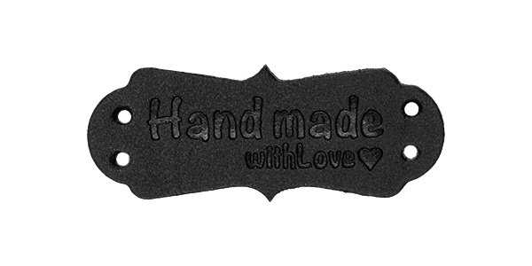 Wholesale Application faux leather label Handmade with Love black