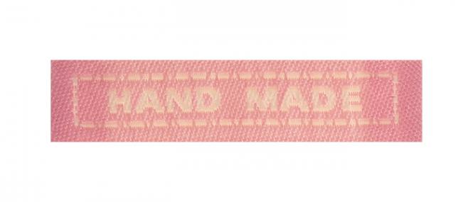 Wholesale Application woven label Hand Made Pink