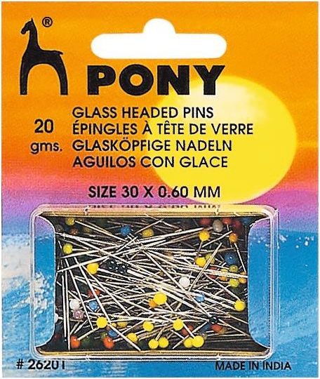 Wholesale Glass headed pins 0,60 x 30mm multicoloured 
