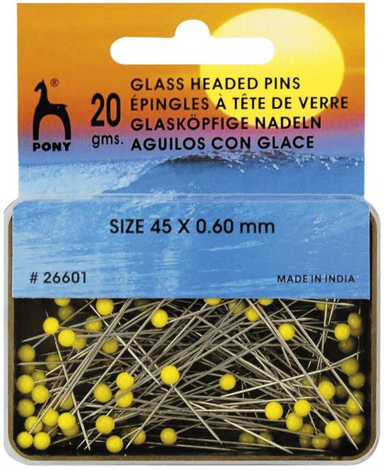 Wholesale Glass Headed Pins 0,60 x 45mm yellow