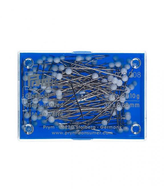 Wholesale Glass-headed pins 30x0.60 si-col whi 10g