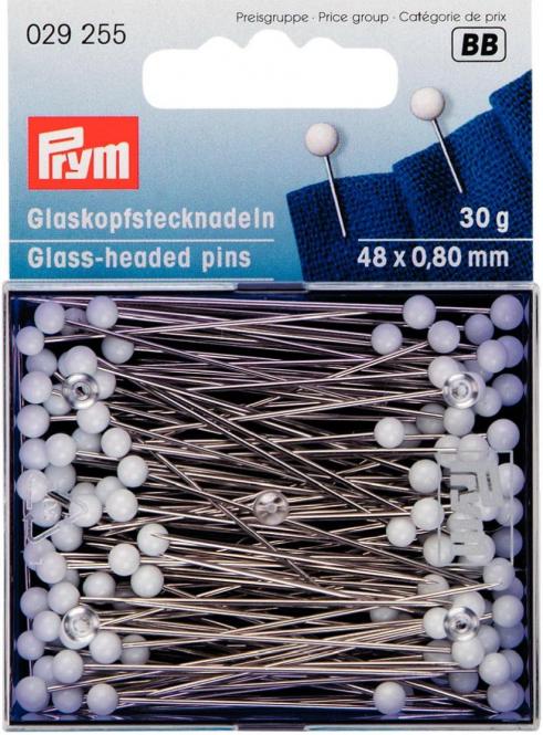 Wholesale Glass-headed pin 48x0.80 si-col whi  30g