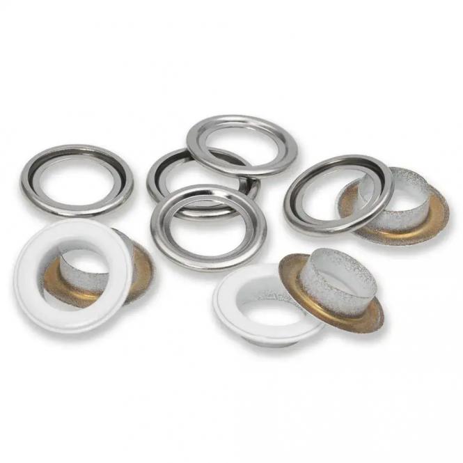 Wholesale Eyelets with washers 14mm white silver