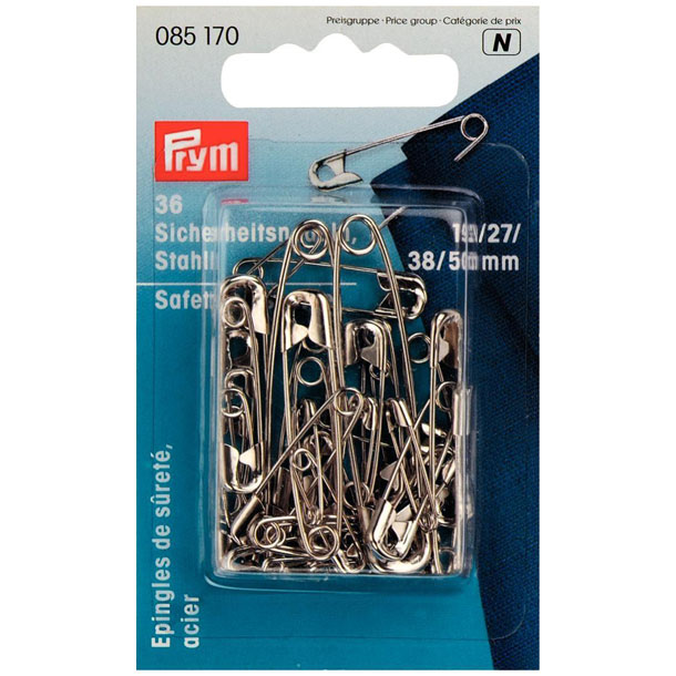 Wholesale Safety pins H&t/br 19-50mm ass 36pc