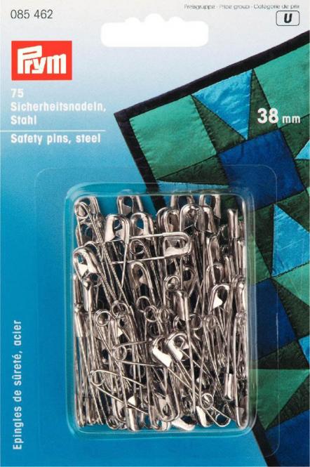 Wholesale Safety pins H&T 38mm si-col         75pc