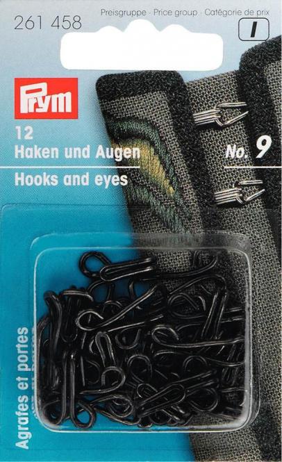 Wholesale Jerkin hooks/eyes mild steel 9 black12pc