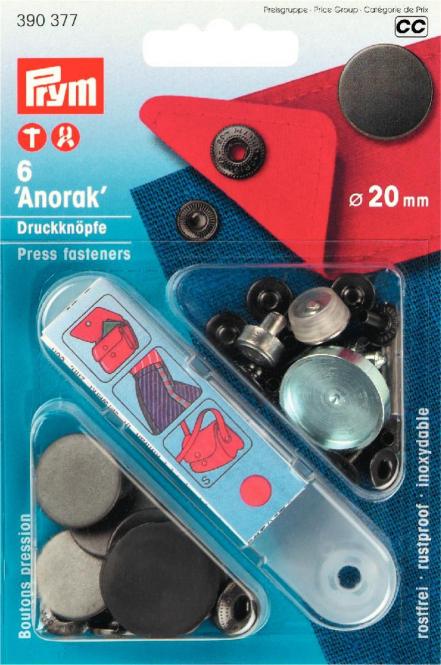 Großhandel NF-Druckknopf Anorak flach MS 20 mm brüniert