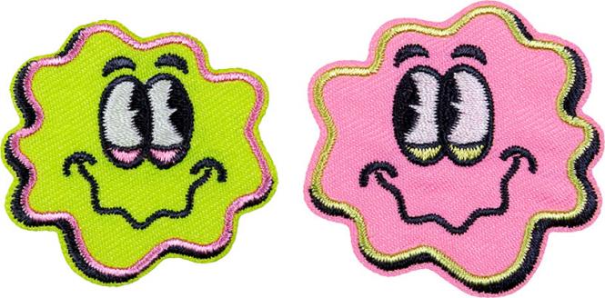Wholesale Applikation Sort. 2x3 Smiley pink and green